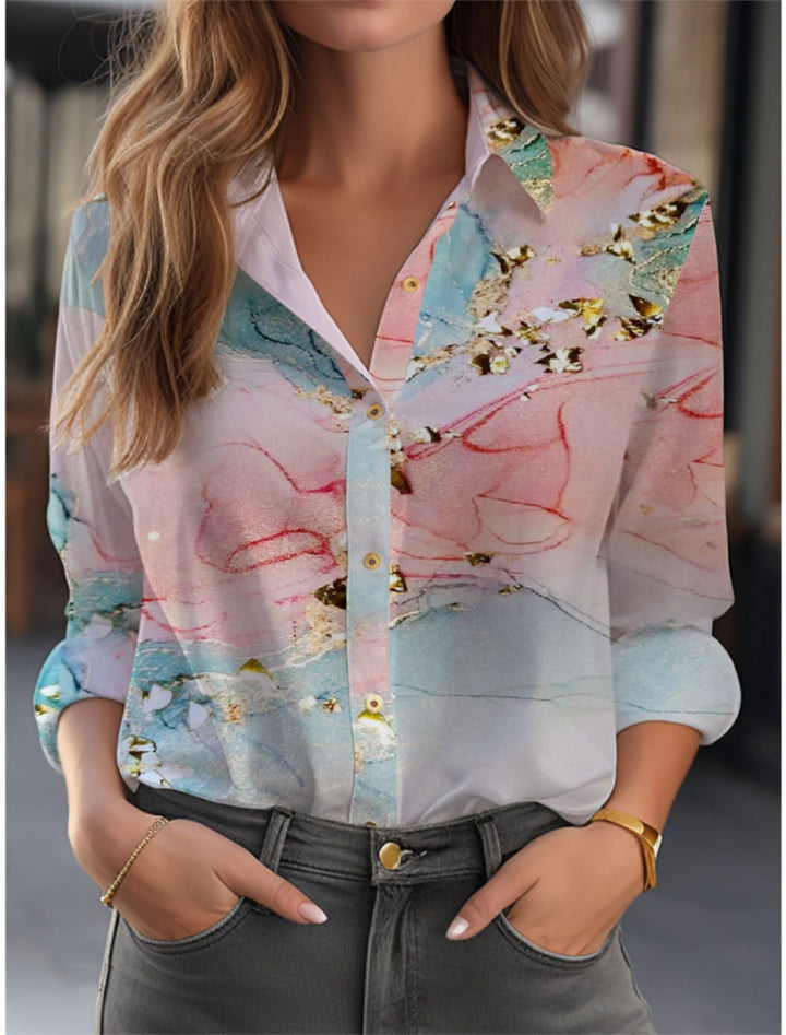 Blouse met knoopsluiting en lange mouwenve