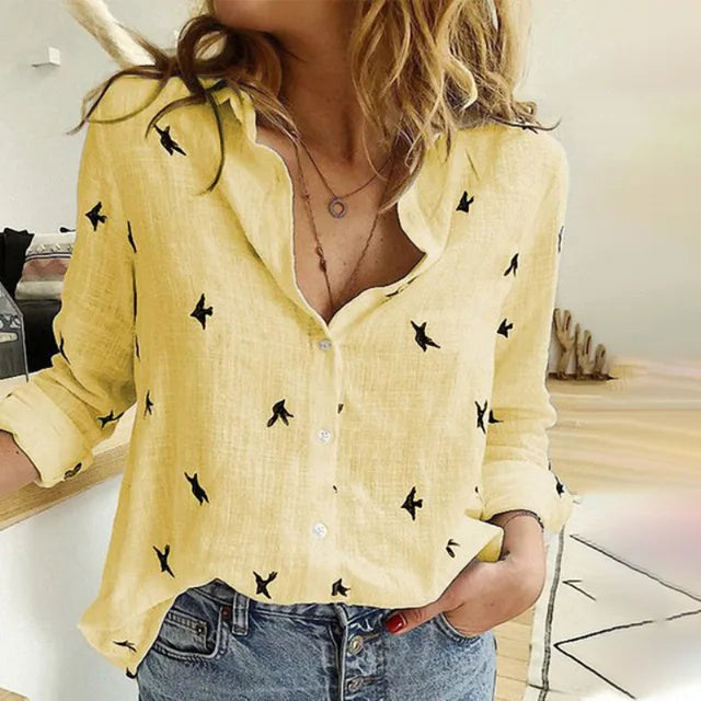 Blouse met knoopsluiting en lange mouwen d