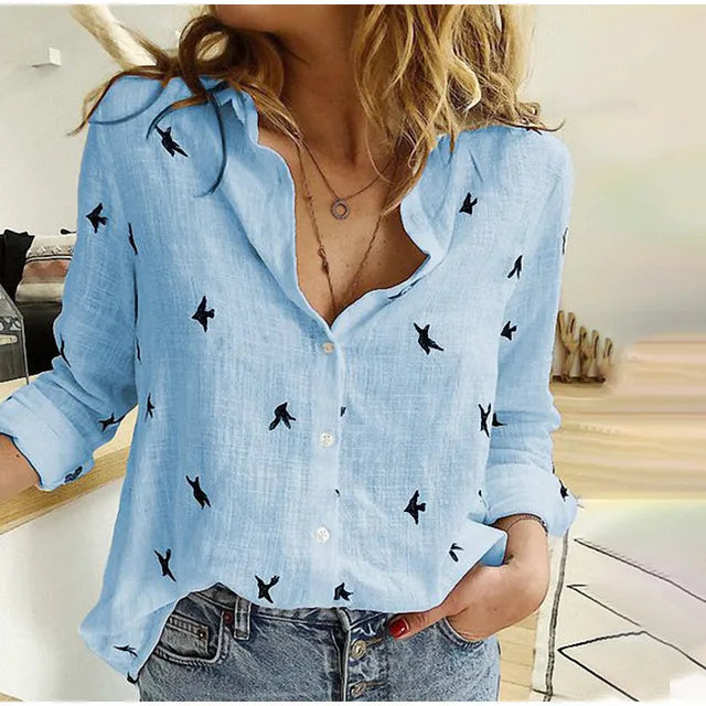 Blouse met knoopsluiting en lange mouwenv