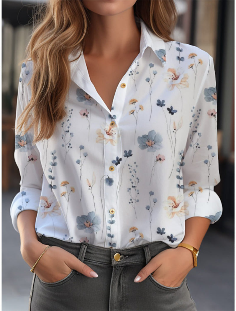 Blouse met knoopsluiting en lange mouwenved