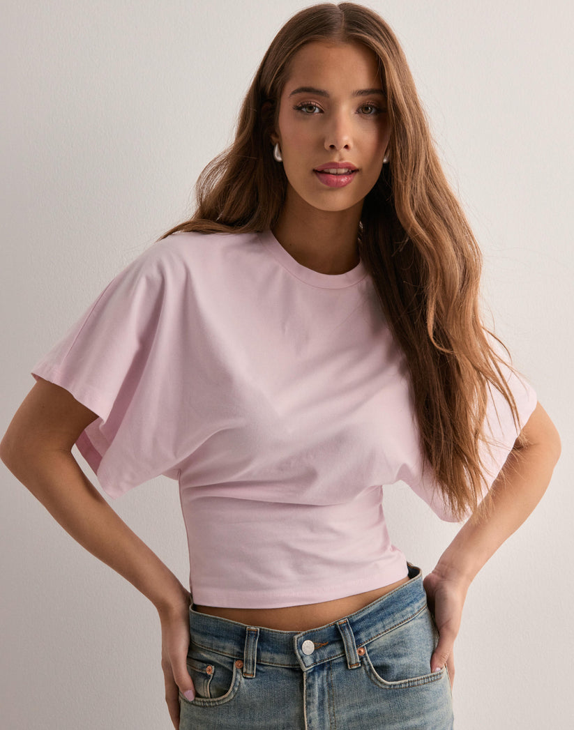 Cropped top met korte mouwen en ronde halseere 