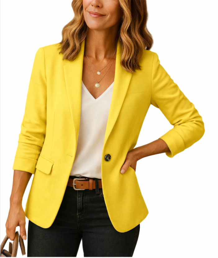 Dames Blazer met Open Voorkant - Blazer met Lange Mouwen en Reverskraag