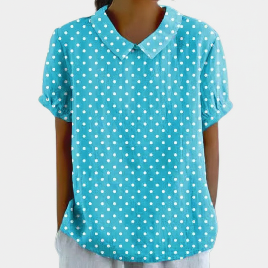 Dames Blouse met Korte Mouwen - Puntkraag