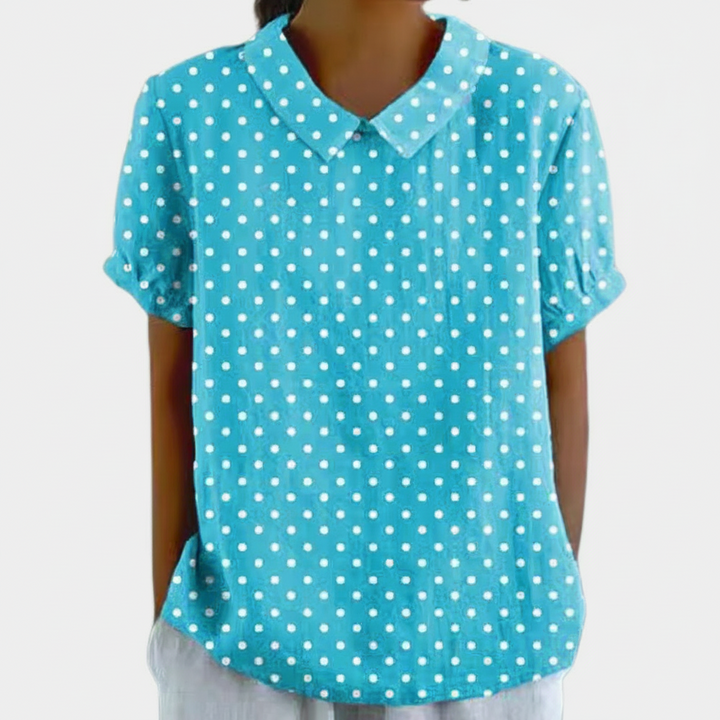 Dames Blouse met Korte Mouwen - Puntkraag