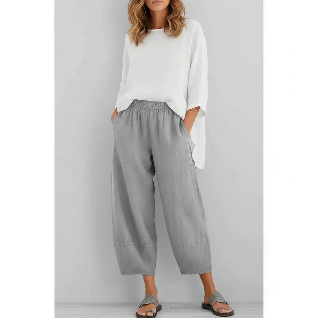 Dames Cropped Barrel Broek - Elastische Tailleband