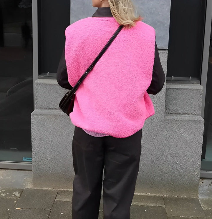 Dames Fleece Gilet - Mouwloos Gilet met Drukknopen