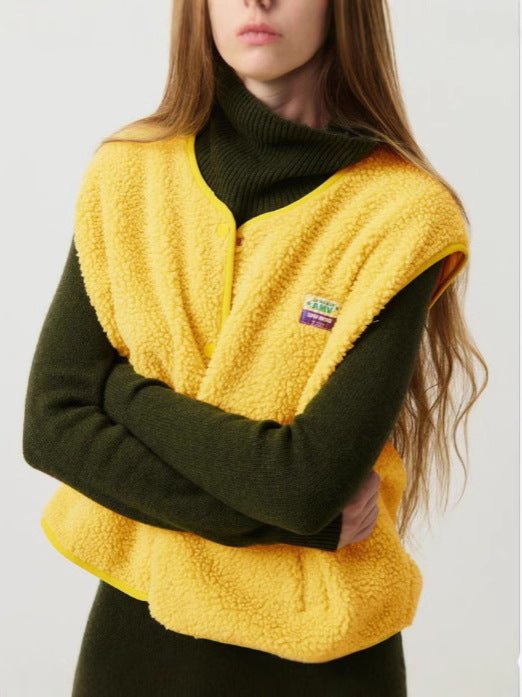 Dames Fleece Gilet - Mouwloos Gilet met Drukknopen