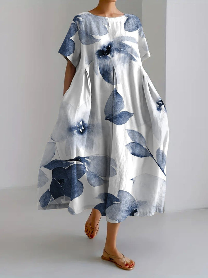 Dames Maxi Jurk met Korte Mouwen - Ronde Hals