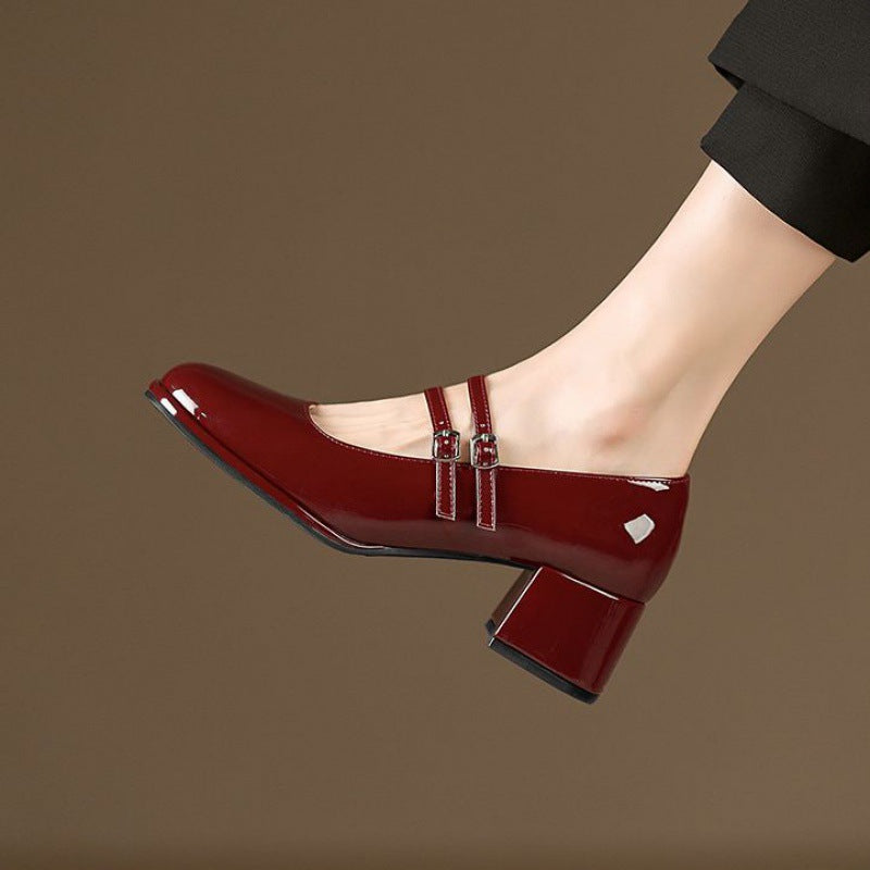 Dames Sandalen met Hak - Dubbele Bandjes en Blokhak