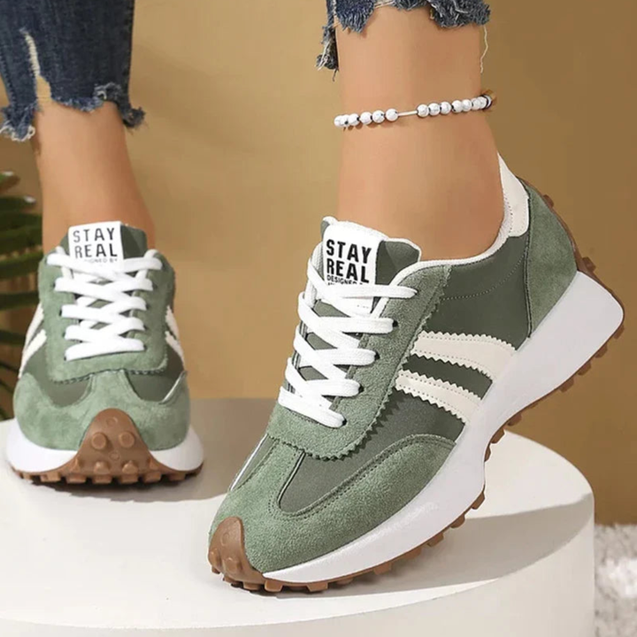 Dames Vetersneakers Laag Model - Gepaneeld Contrasterende Streep