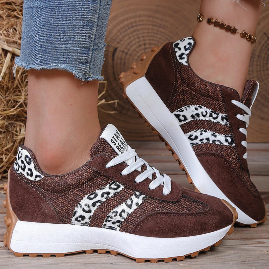Dames Vetersneakers Laag Model - Gepaneeld Contrasterende Streep