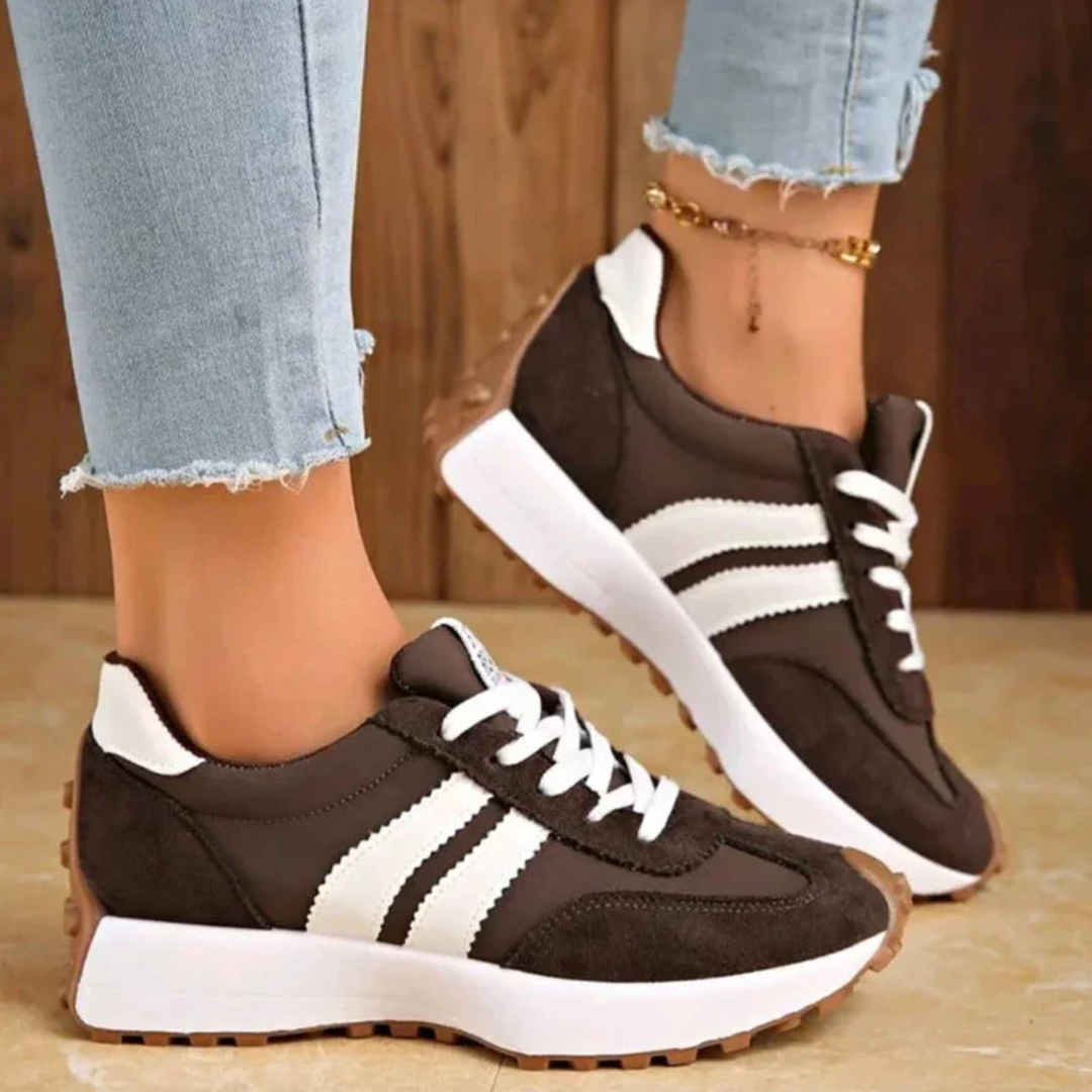 Dames Vetersneakers Laag Model - Gepaneeld Contrasterende Streep