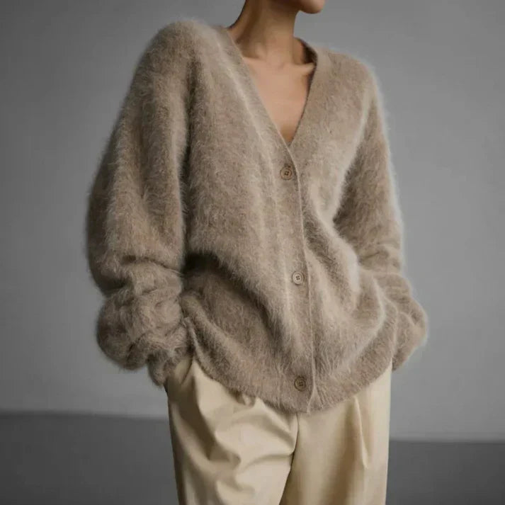 Dames Zacht Gebreid Vest - V-Hals met Knoopsluiting aan de Voorkant