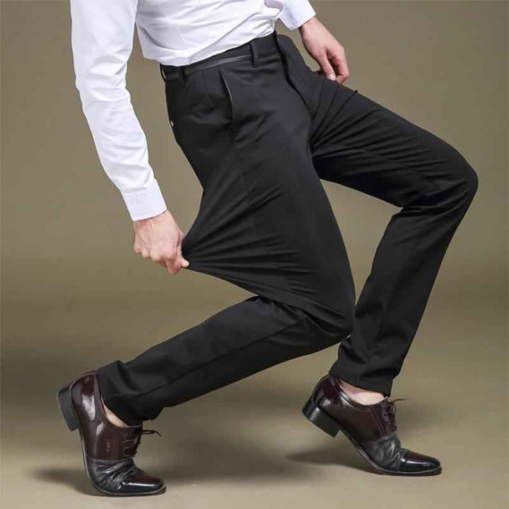 Heren Broek Rechte Pasvorm met Stretch Taille black 1