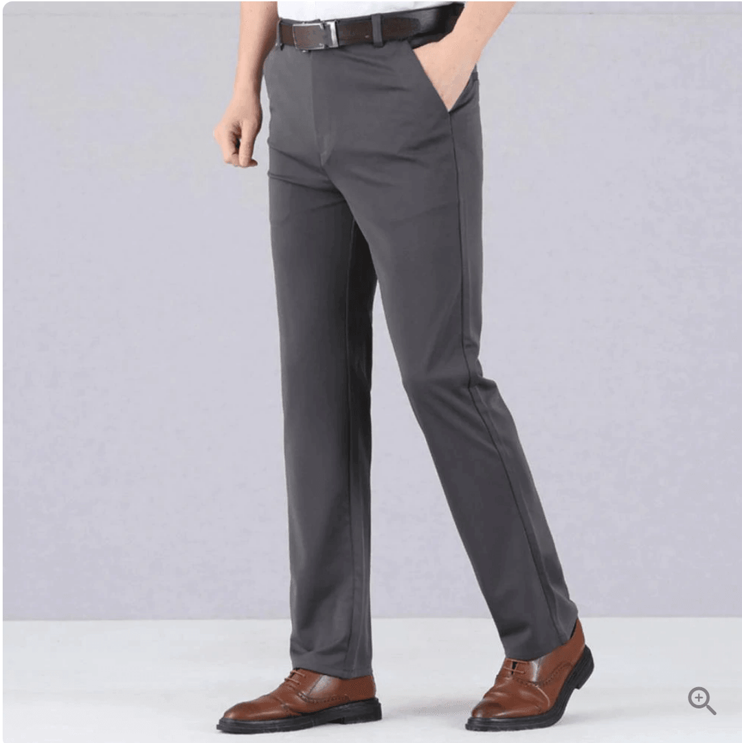 Heren Broek Rechte Pasvorm met Stretch Taille grey 
