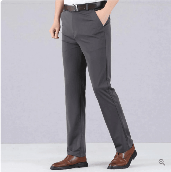 Heren Broek Rechte Pasvorm met Stretch Taille grey 
