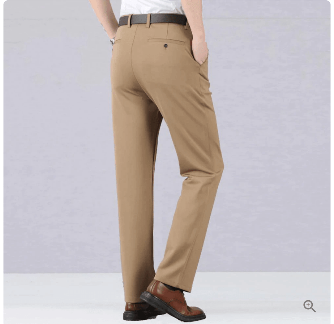 Heren Broek Rechte Pasvorm met Stretch Taille brown 