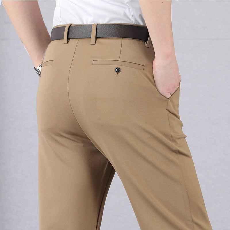Heren Broek Rechte Pasvorm met Stretch Taille brown3