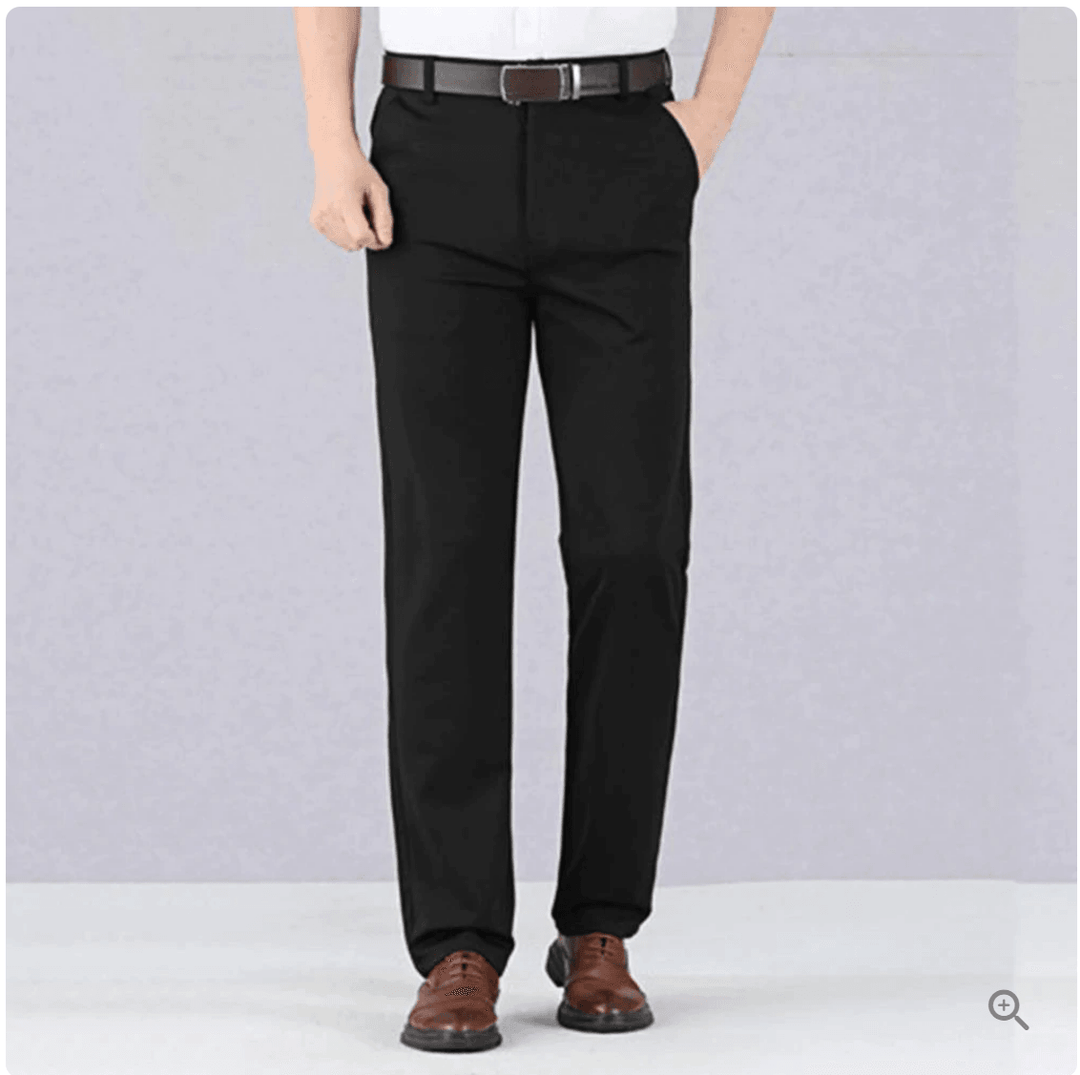 Heren Broek Rechte Pasvorm met Stretch Taille black 