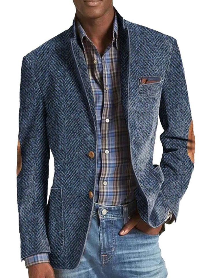 Heren Blazer met Visgraatpatroon - Enkelrijig met Twee Knopen