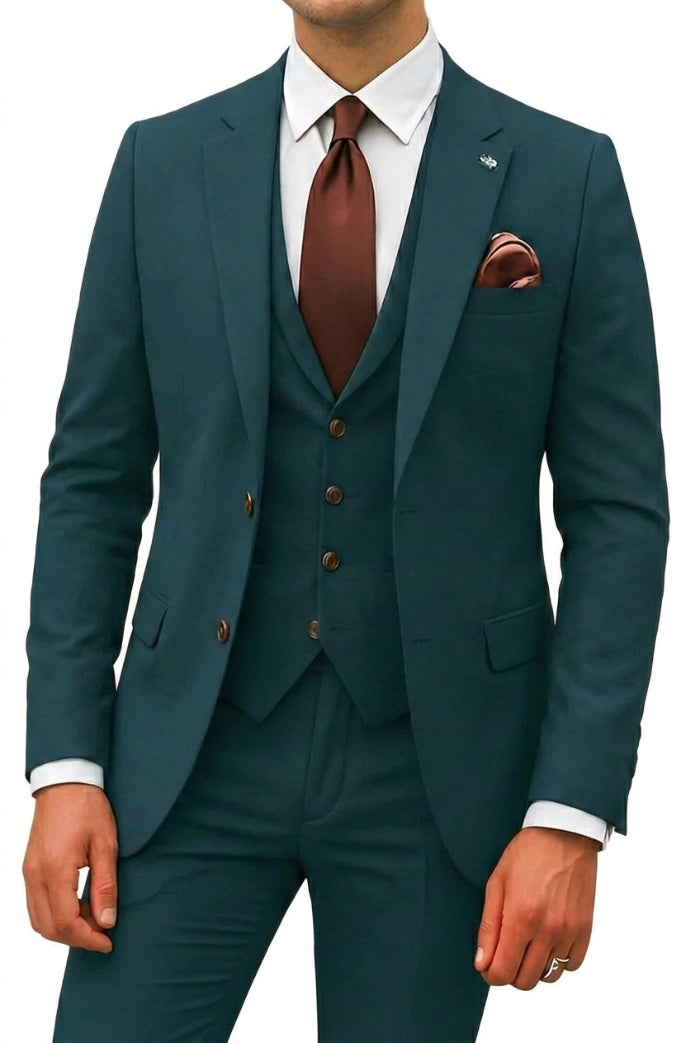 Heren Driedelig Pak - Enkelrijige Blazer, Gilet en Pantalon