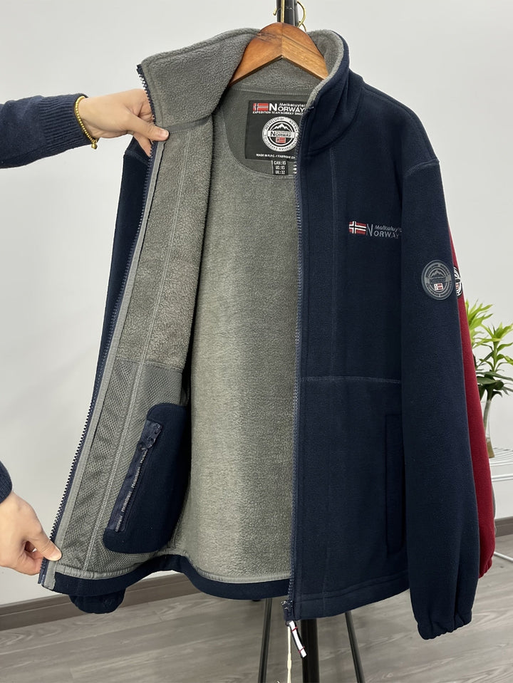 Heren Jack met Ritssluiting - Opstaande Kraag met Contrasterende Voering