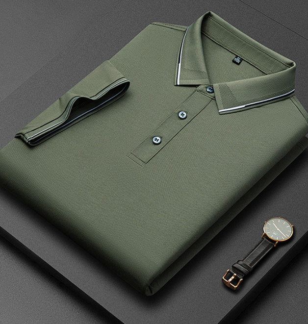 Heren Poloshirt met Korte Mouwen - Kraag met Contrasterende Bies