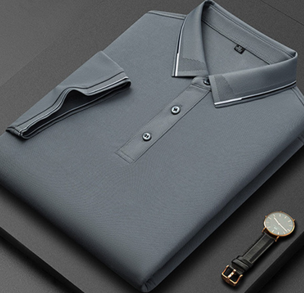 Heren Poloshirt met Korte Mouwen - Kraag met Contrasterende Bies