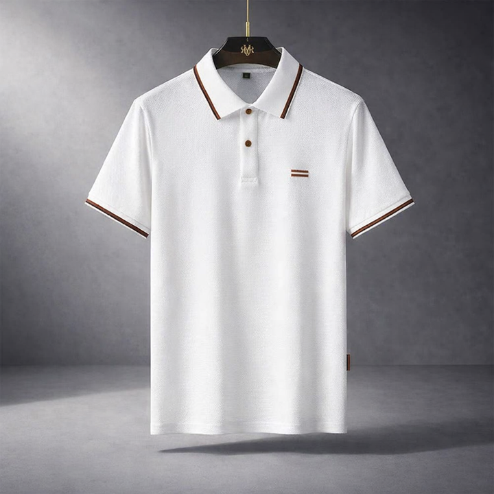 Heren Poloshirt met Korte Mouwen - Kraag met Contrasterende Streepdetails