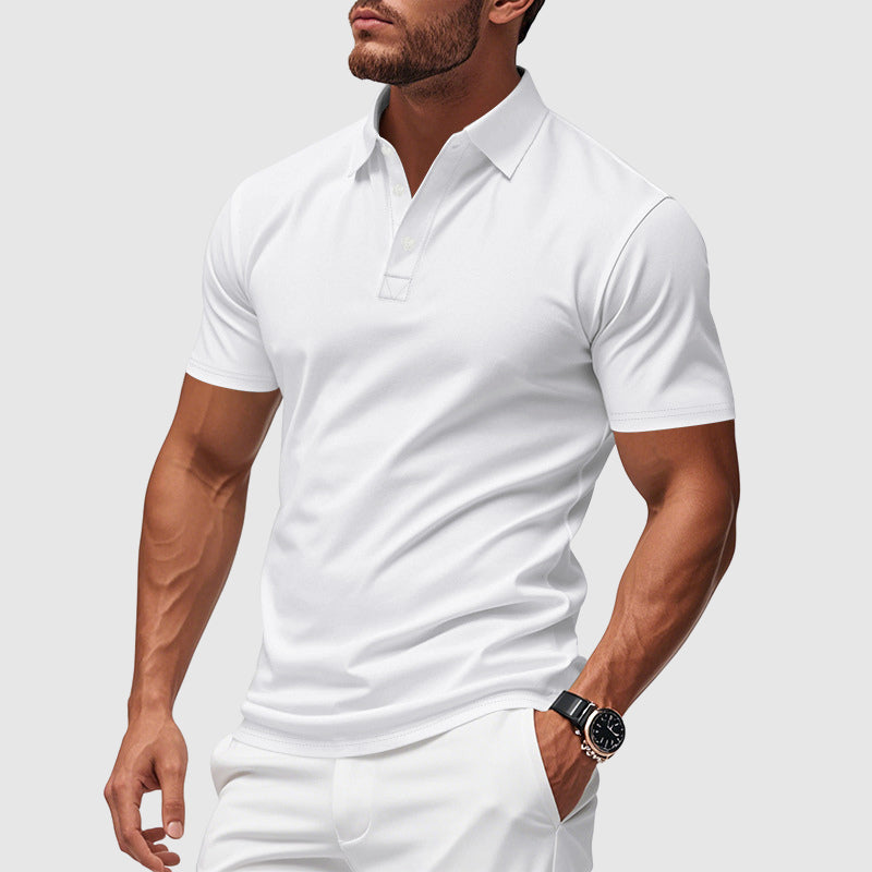 Heren Poloshirt met Korte Mouwen - Sluiting met Drie Knopen