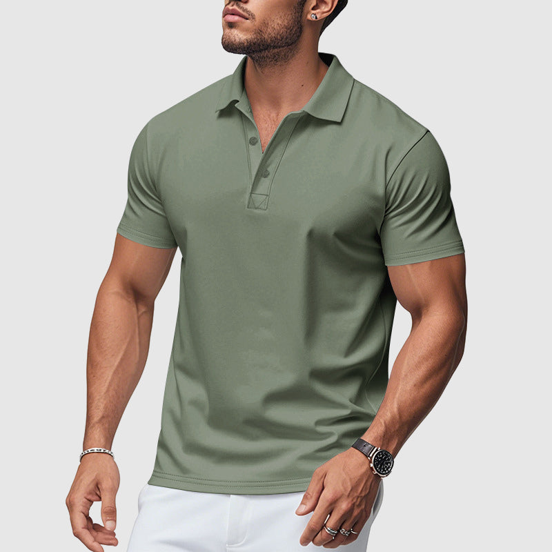 Heren Poloshirt met Korte Mouwen - Sluiting met Drie Knopen