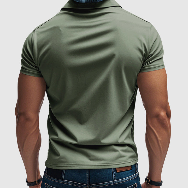 Heren Poloshirt met Korte Mouwen - Sluiting met Drie Knopen