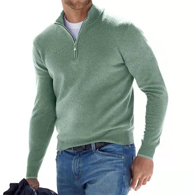 Heren Pullover met Kwart Rits - Opstaande Kraag