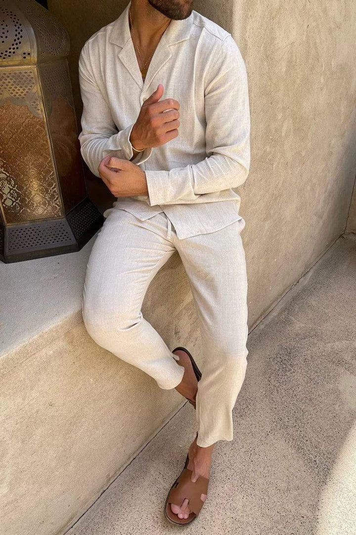 Heren Set Overhemd en Broek Relaxte Pasvorm csWS