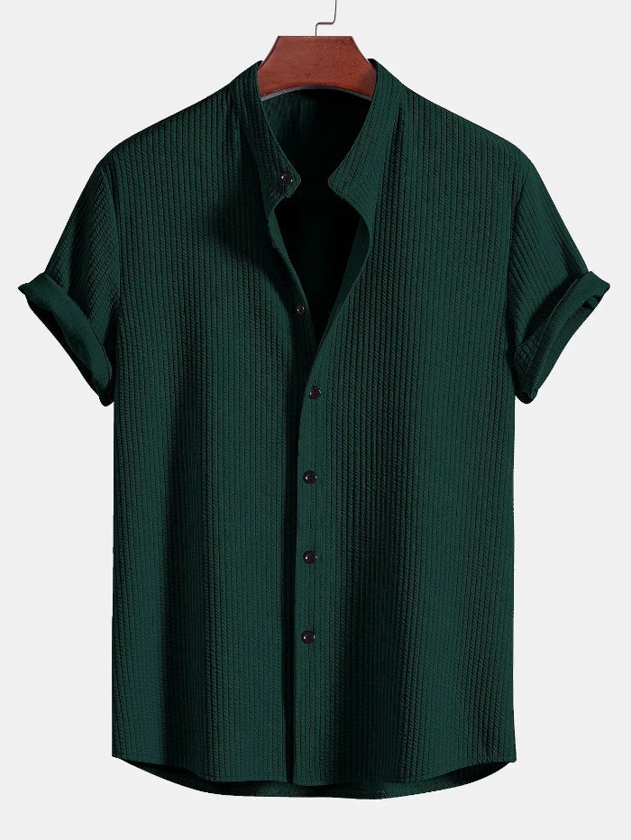 Heren Shirt met Korte Mouwen en Structuur - Knoopsluiting aan de Voorkant
