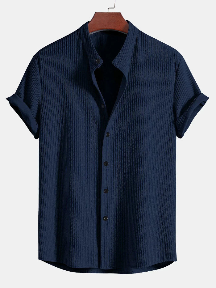 Heren Shirt met Korte Mouwen en Structuur - Knoopsluiting aan de Voorkant