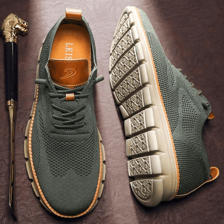 Heren Sneakers - Lage Sneakers met Vetersluiting en Gesegmenteerde Zool