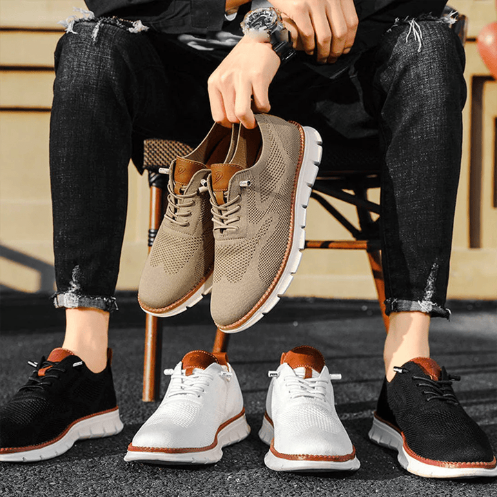 Heren Sneakers - Lage Sneakers met Vetersluiting en Gesegmenteerde Zool