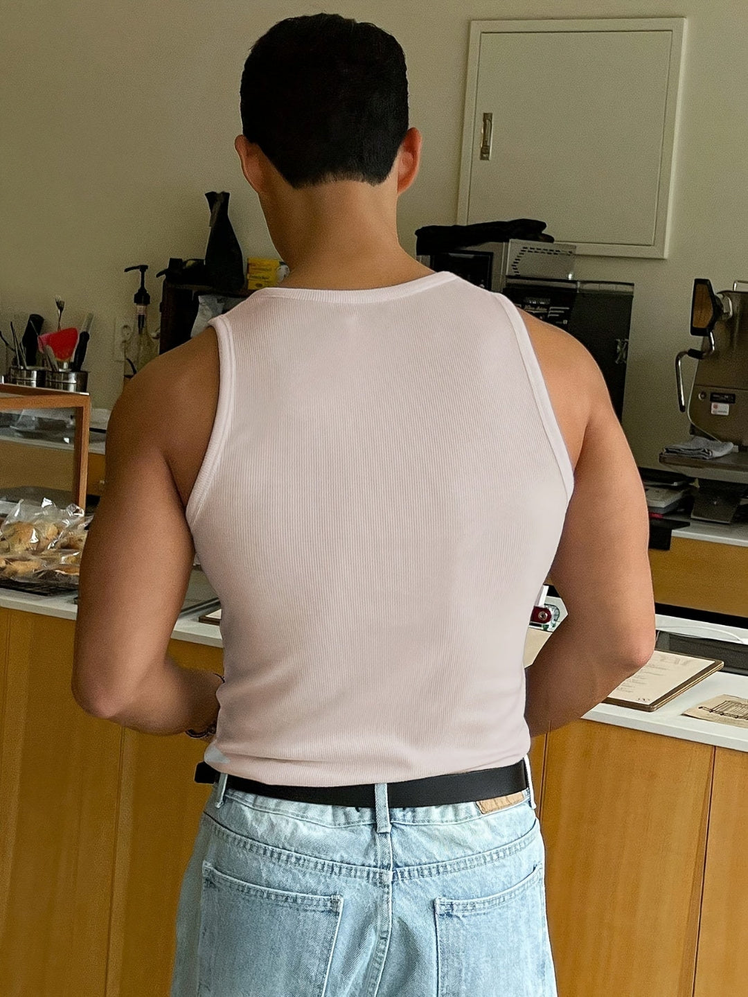 Heren Tanktop Rib Structuur met Aansluitende Pasvormv svs