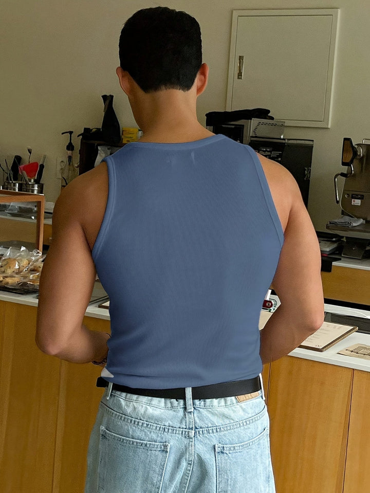 Heren Tanktop Rib Structuur met Aansluitende Pasvormvscv