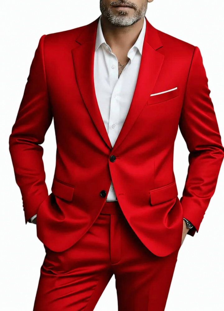 Heren Tweedelig Pak met Inkepingrevers - Blazer met Enkele Rij Knopen