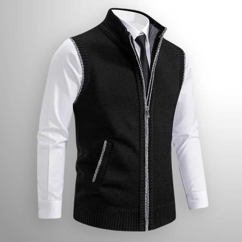 Heren Vest met Ritssluiting - Mouwloos Vest met Opstaande Kraag