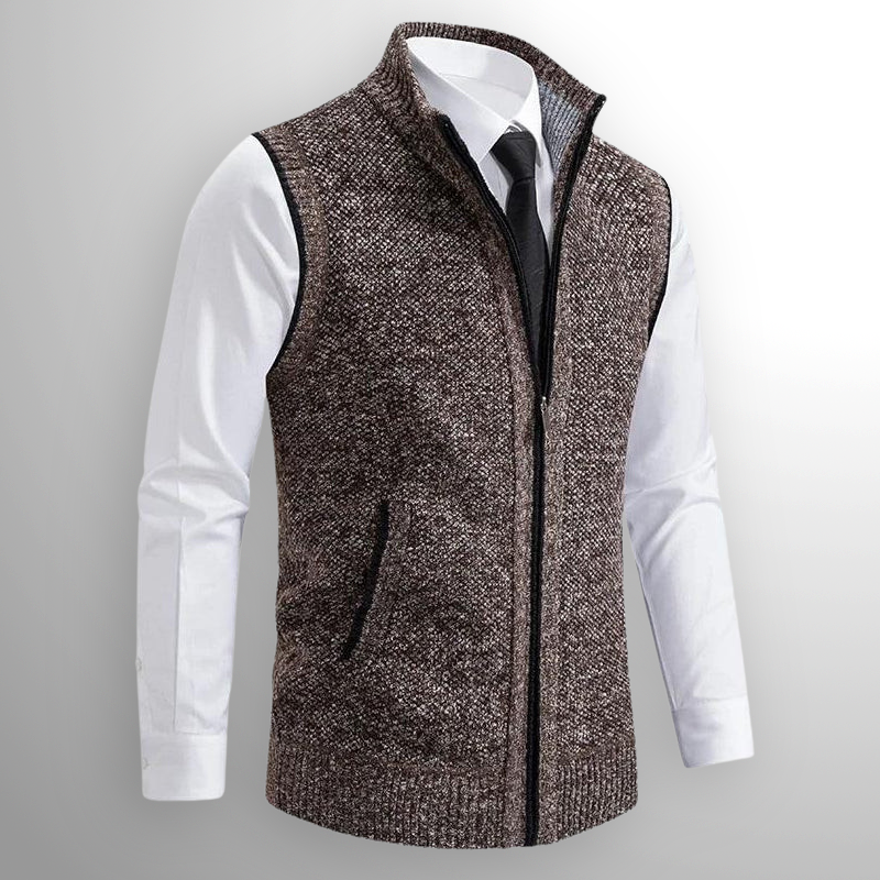 Heren Vest met Ritssluiting - Mouwloos Vest met Opstaande Kraag