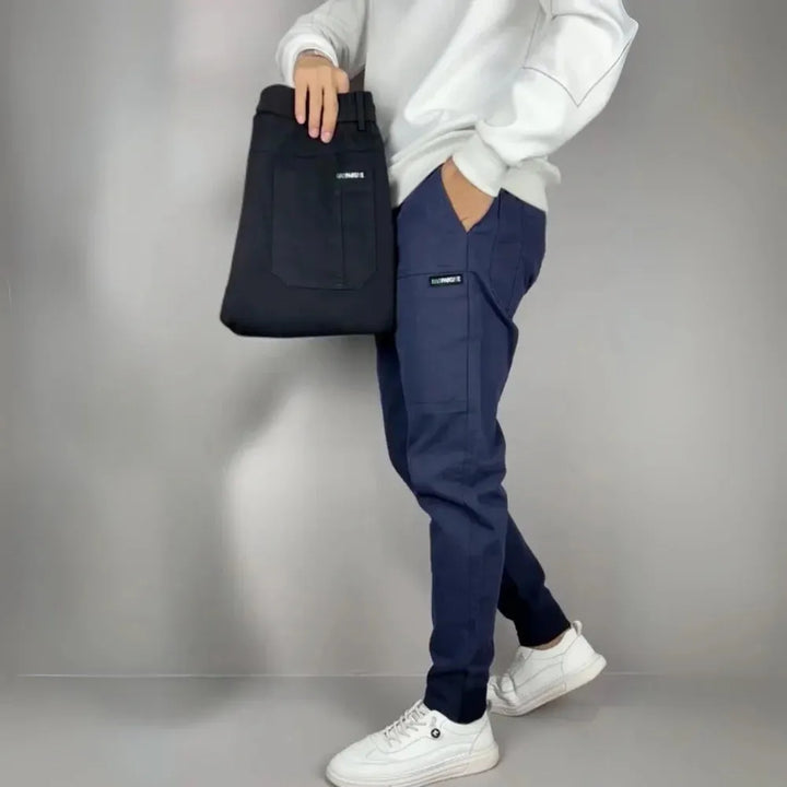 Herre slim fit cargo jogger-bukser - tapered ben med elastisk ankel