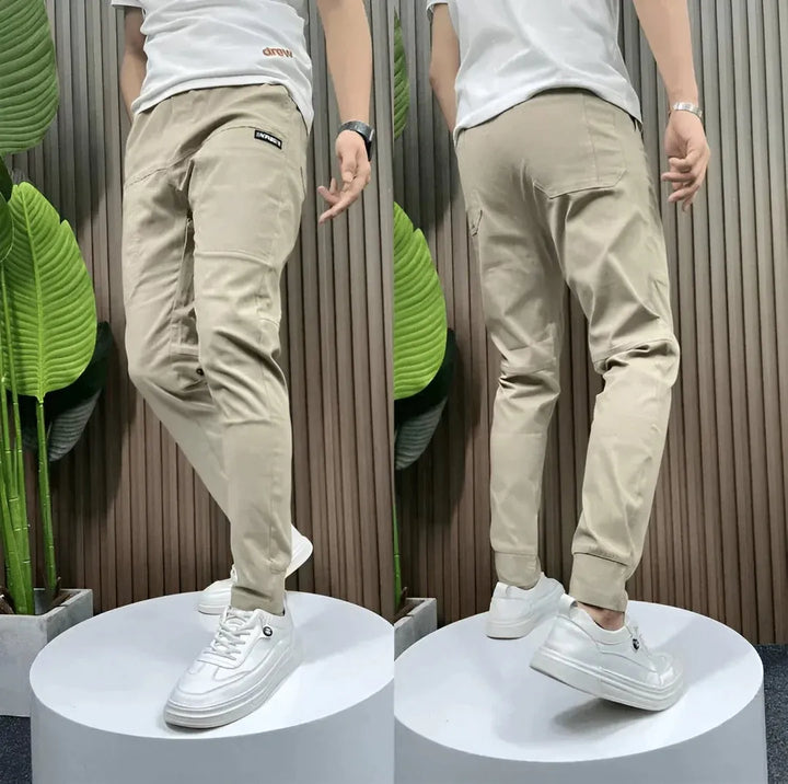 Herre slim fit cargo jogger-bukser - tapered ben med elastisk ankel