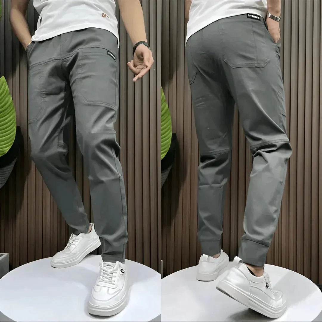 Herre slim fit cargo jogger-bukser - tapered ben med elastisk ankel