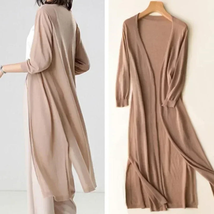 Lange open cardigan in terracotta tintVDV 