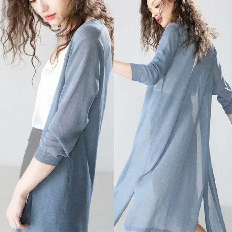 Lange open cardigan in terracotta tintdvbbtt 