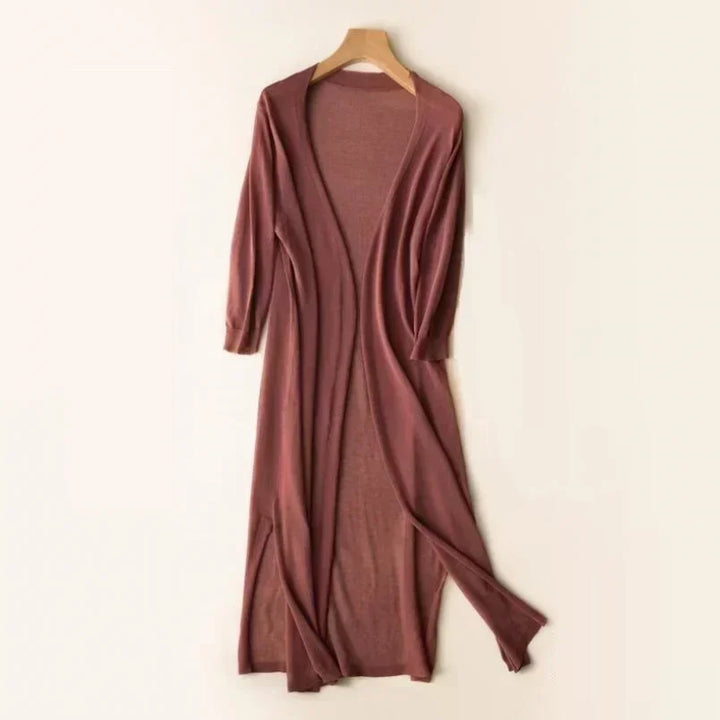 Lange open cardigan in terracotta tintvddf 