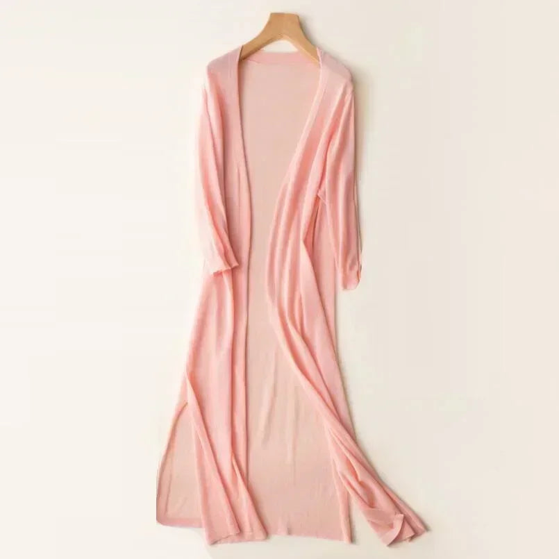 Lange open cardigan in terracotta tintvdvd 